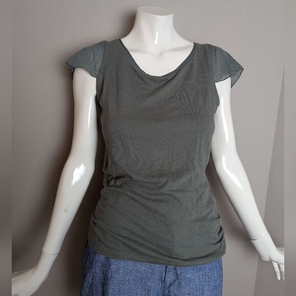 Naf Naf Sheer Sleeve Keyhole Back Top – Size Small - Picture 3 of 12